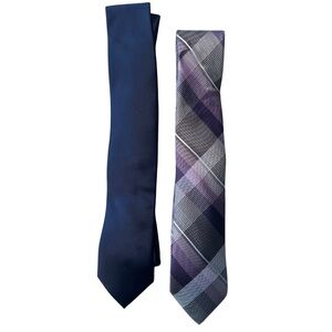 Elegant Navy and Plaid Ties Set